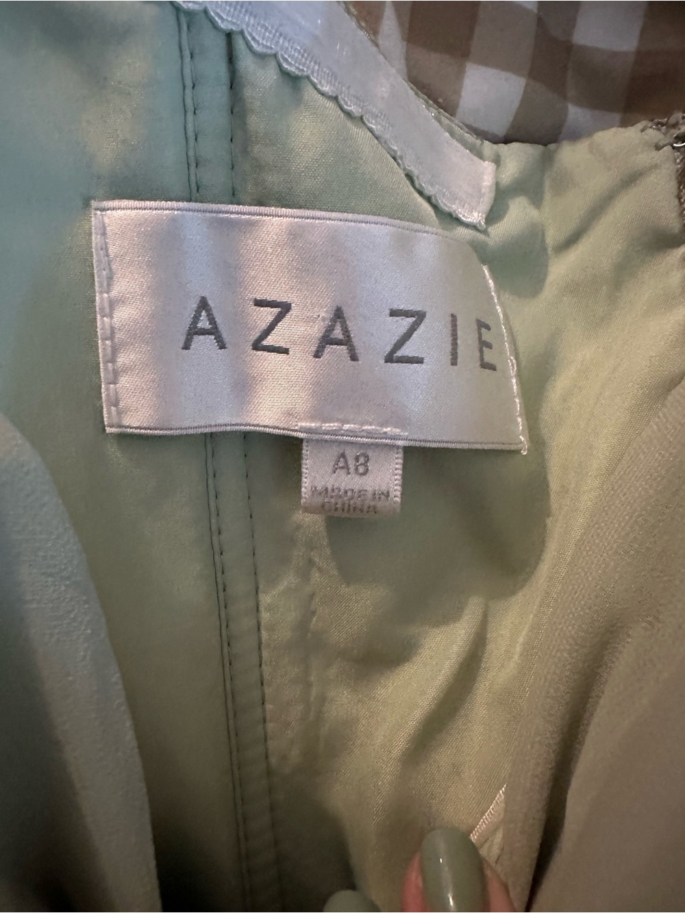 Azazie Dusty Sage A-Line Chiffon Midi Dress - Picture 5 of 5